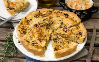 Tarte aux oignons doux des Cévennes et aux lardons